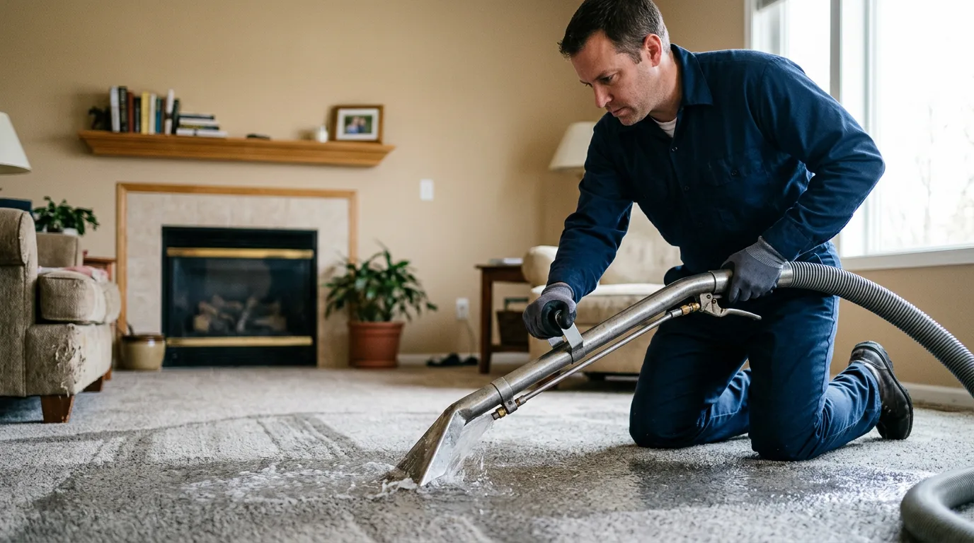 Water damage restoration technician working near Old Saybrook, CT